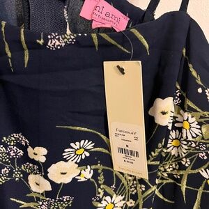 Navy Floral Midi Dress with slit - Francescas